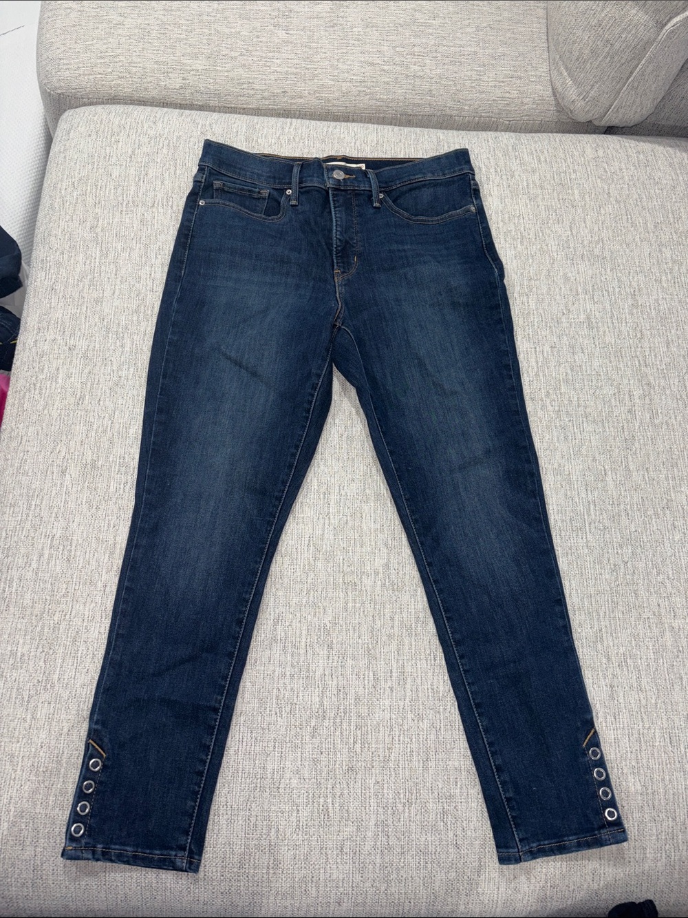 Levi's Dark Blue Skinny Jeans with Ankle Grommet Accents